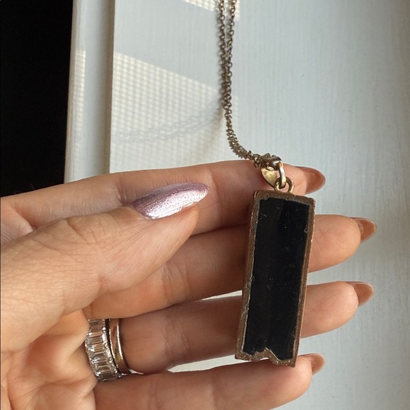 Black Pendant Necklace with Silver Chain - Picture 4 of 5